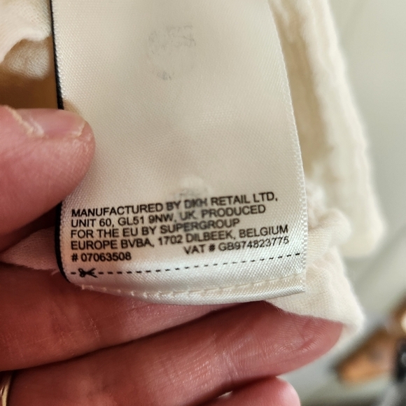 SuperDry Penny Collar Shirt Blouse in Oatmeal Size 10 Lightweight gauzy - Picture 12 of 16